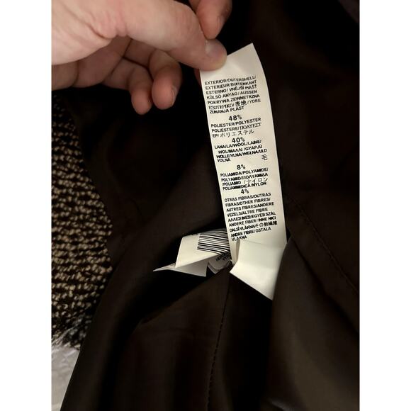 Zara Basic Wool Tweed Brown Houndstooth Skirt Size 8 - Picture 4 of 7